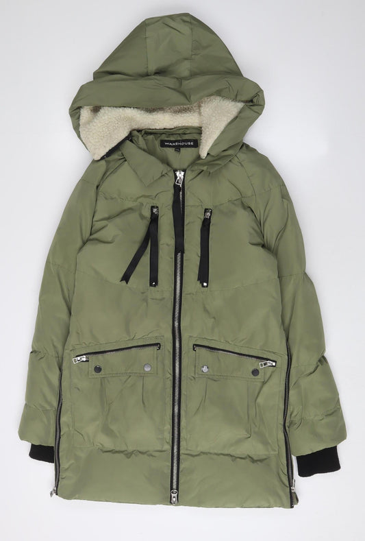 Womens UK Size 8 Warehouse Green Puffer Jacket