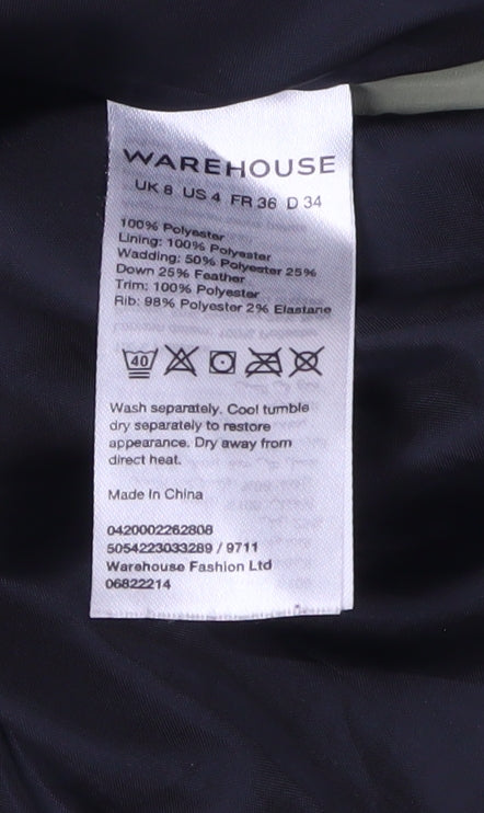 Womens UK Size 8 Warehouse Green Puffer Jacket