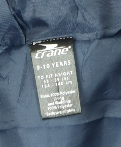 Close-up detail of Crane boys’ colourblock puffer jacket, 9-10 years, autumn/winter