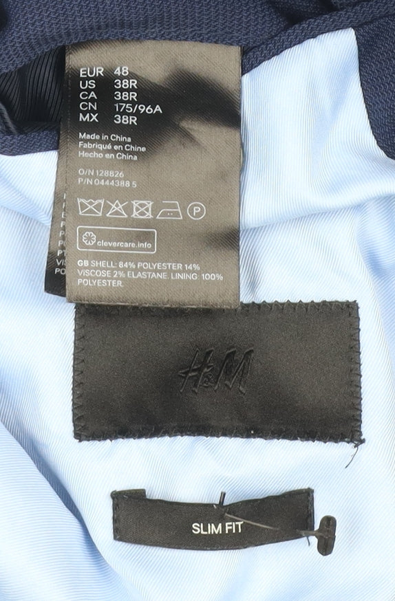 Mens UK Size 38 H&M Regular Blue Suit Jacket