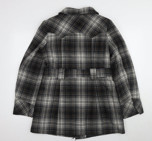Dorothy Perkins Women's Brown Plaid Pea Coat Size 12