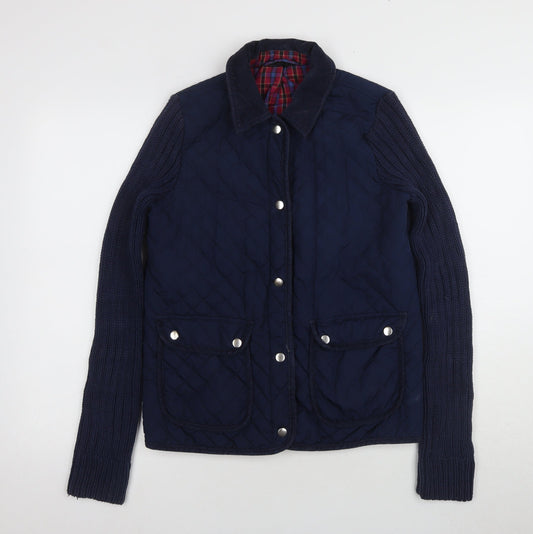 Womens UK Size 10 Topshop Navy Quilted Coat