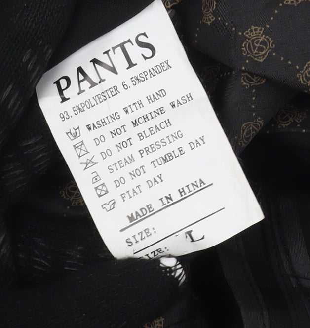 PANTS Men's Black Dress Pants, Size L, Polyester Blend