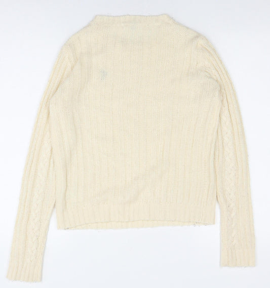 Blonde + Blonde Women’s Ivory Cable Pullover Jumper Size 10