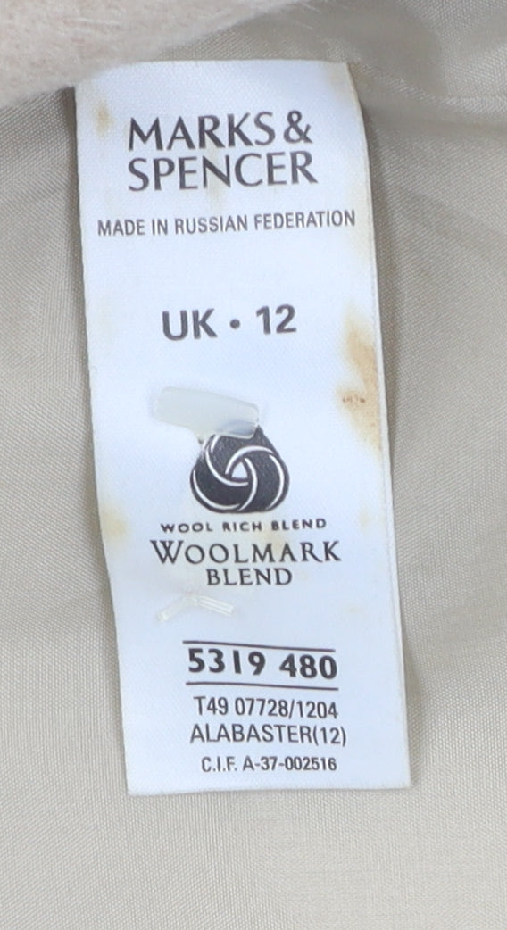 Womens UK Size 12 Marks and Spencer Beige Overcoat