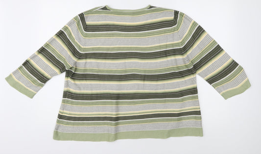 Eastex Women's Green Striped Pullover, Size 18