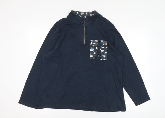Additional front view of Tu Women's Blue 1/4 Zip Cotton Jacket, size 14