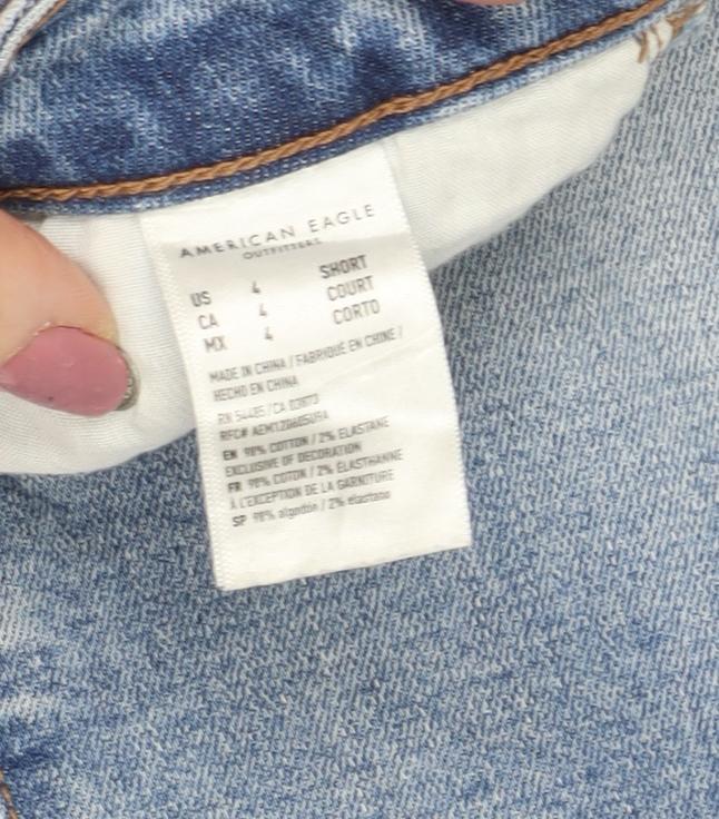 American Eagle Women’s Blue Straight Jeans, Distressed Look