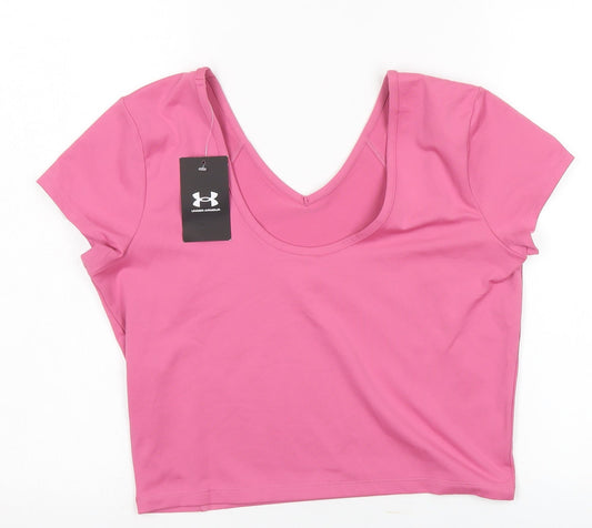 Under Armour Women's Pink Cropped Athletic T-Shirt L