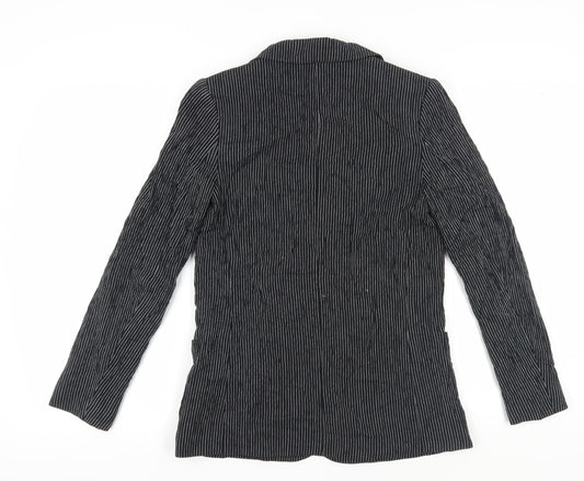 H&M Women's Black Pinstripe Blazer Size 8