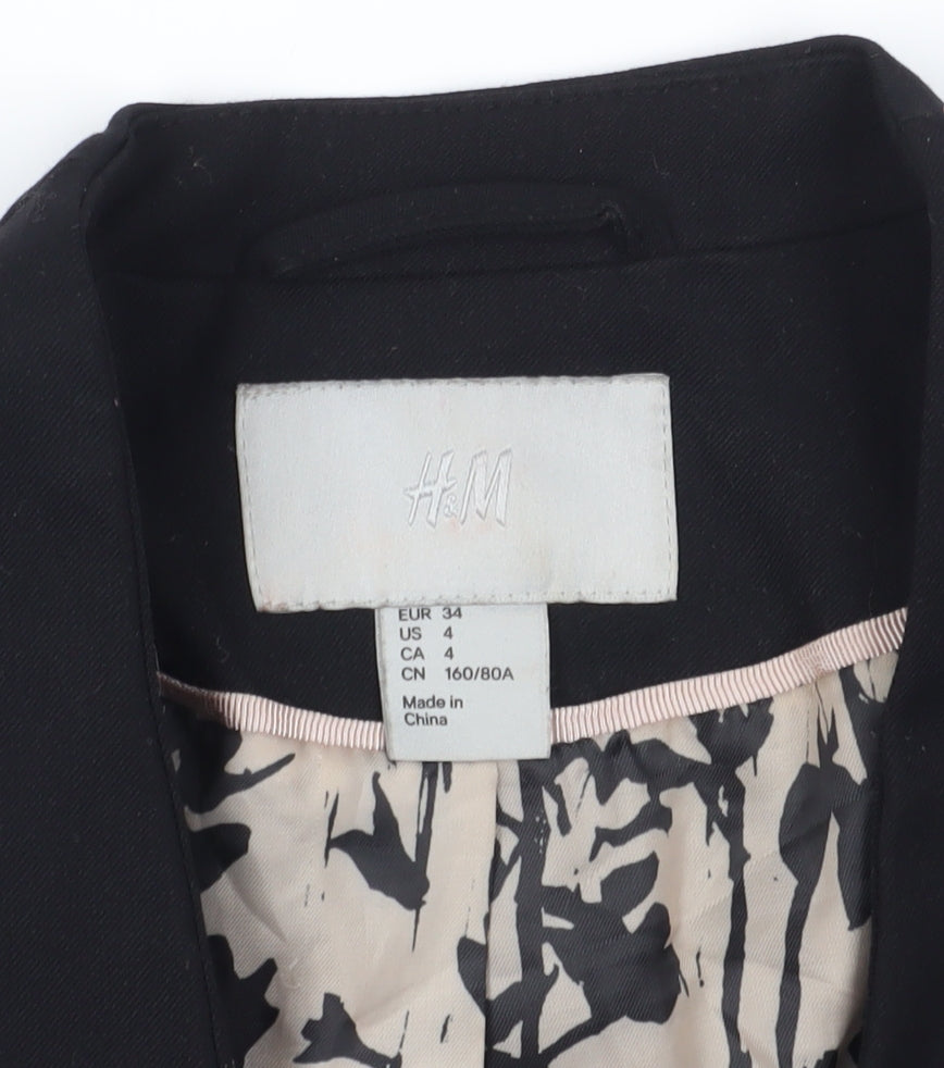 H&M Women's Black Blazer, Size 6, Single Breasted