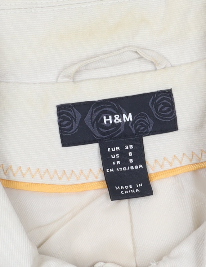 H&M Beige Overcoat Women Size 10 Casual Spring Trench