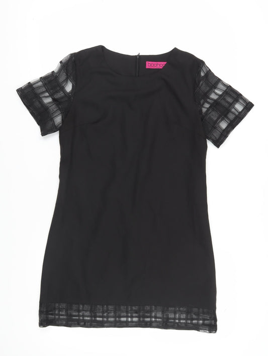 Boohoo Women's Black Sheer Sleeve Shift Dress 12