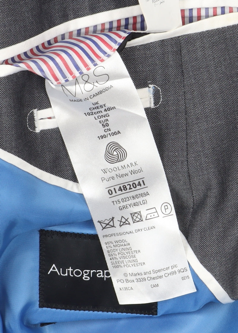 Mens UK Size 40 Marks and Spencer Regular Grey Suit Jacket