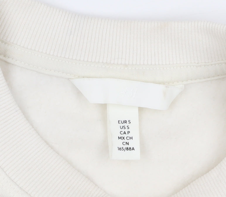 H&M Unisex Ivory Pullover Sweatshirt S Casual