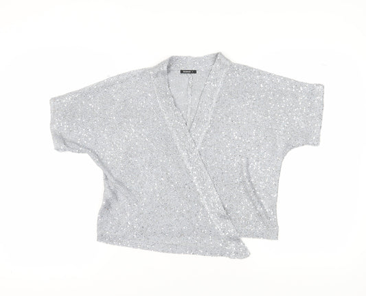 Womens UK Size 14 Roman Silver Wrap Jumper