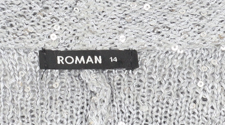 Womens UK Size 14 Roman Silver Wrap Jumper
