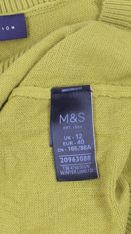 Womens UK Size 12 Marks and Spencer Yellow Pullover Jumper