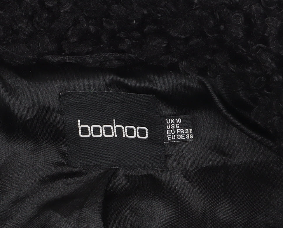 Womens UK Size 10 Boohoo Black Biker Coat
