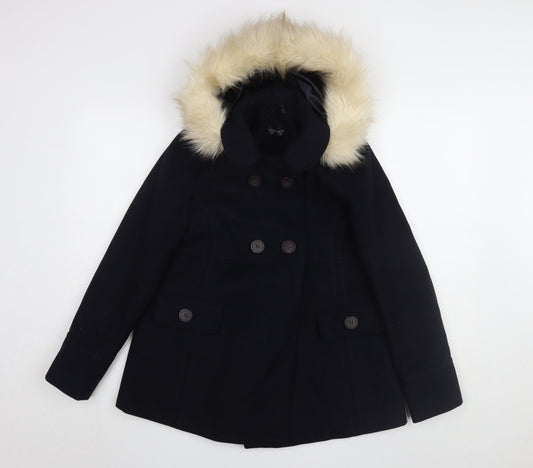 Womens UK Size 6 Topshop Black Parka Coat