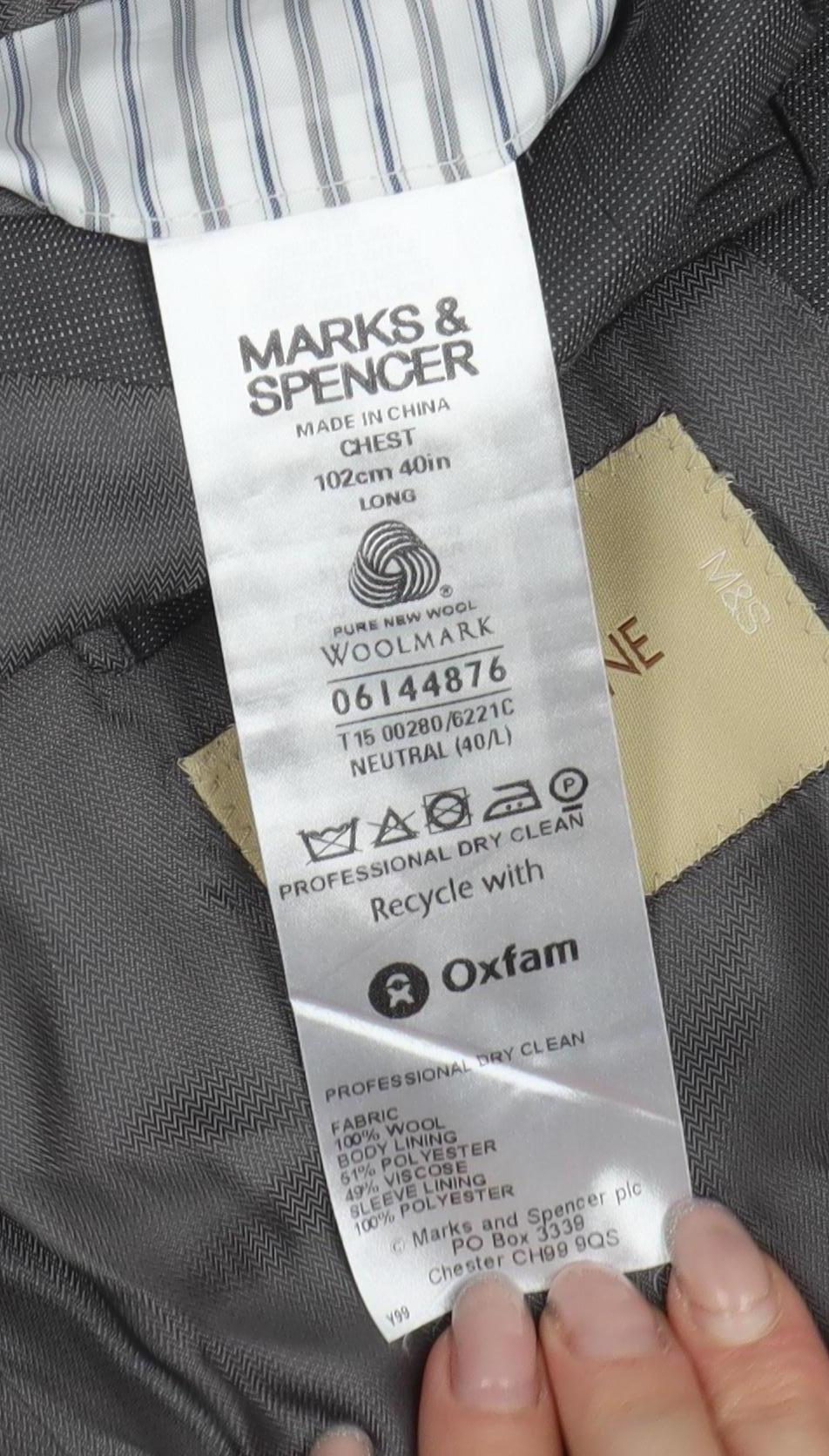 Mens UK Size 40 Marks and Spencer Regular Grey Suit Jacket