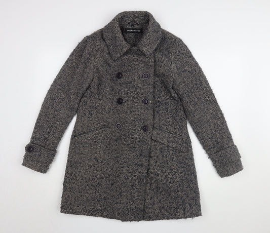 Womens UK Size 8 Warehouse Grey Pea Coat
