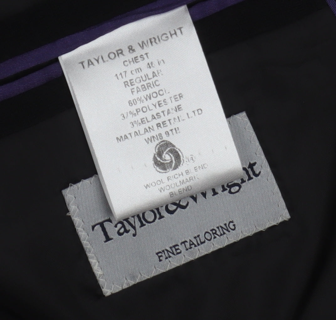 Mens UK Size 46 Taylor & Wright Regular Black Suit Jacket