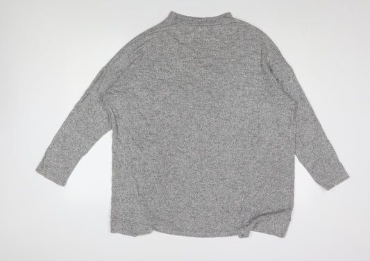 River Island Women's Grey Mock Neck T-Shirt, Size 16