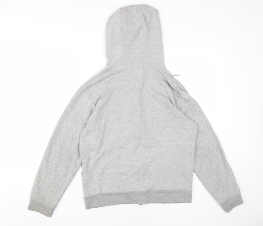 Zara Men’s Grey Full Zip Hoodie, Size 12, Classic Comfort