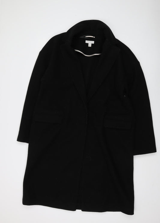 Womens UK Size 14 Topshop Black Overcoat