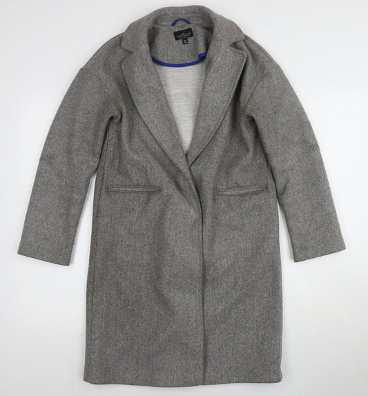 Womens UK Size 4 Topshop Grey Overcoat