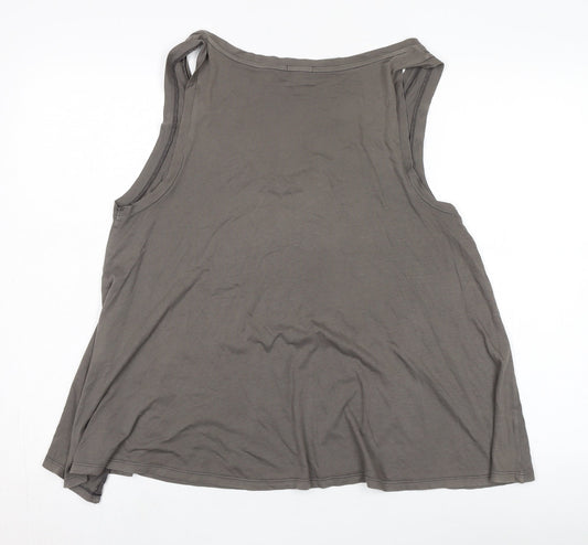 H&M Grey Tank Top, M, Women's V-Neck Casual Style