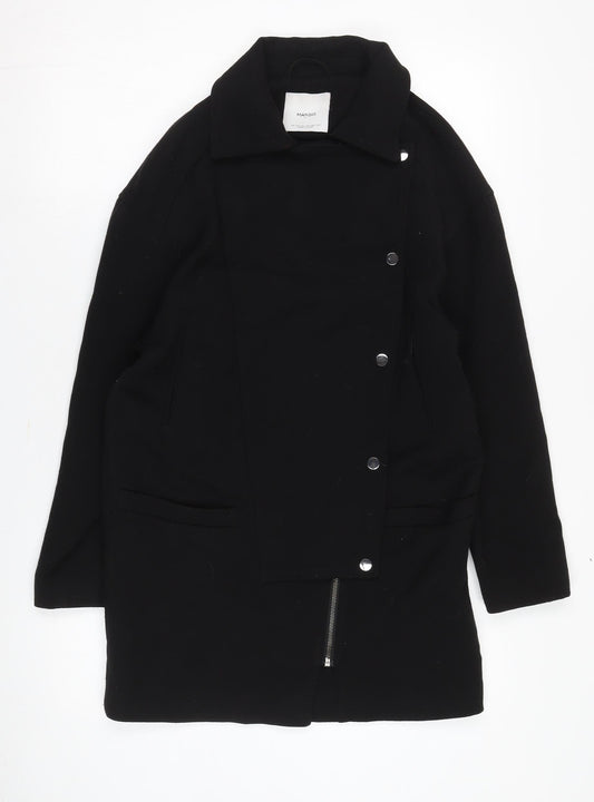 Womens UK Size XS Mango Black Overcoat