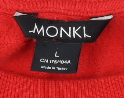 Unisex Adults UK Size L Monki Red Pullover Sweatshirt