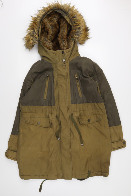 Womens UK Size 6 Topshop Green Parka Coat
