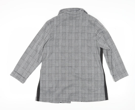H&M Women's Grey Plaid Blazer Jacket Size 12