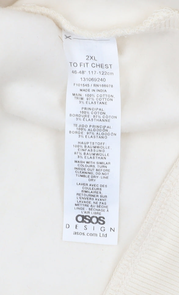 Mens UK Size 2XL ASOS Ivory Full Zip Hoodie