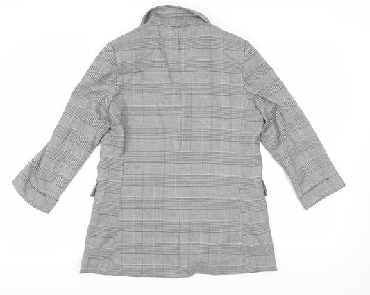 New Look Women's Grey Check Blazer, Size 10, Single-Breasted