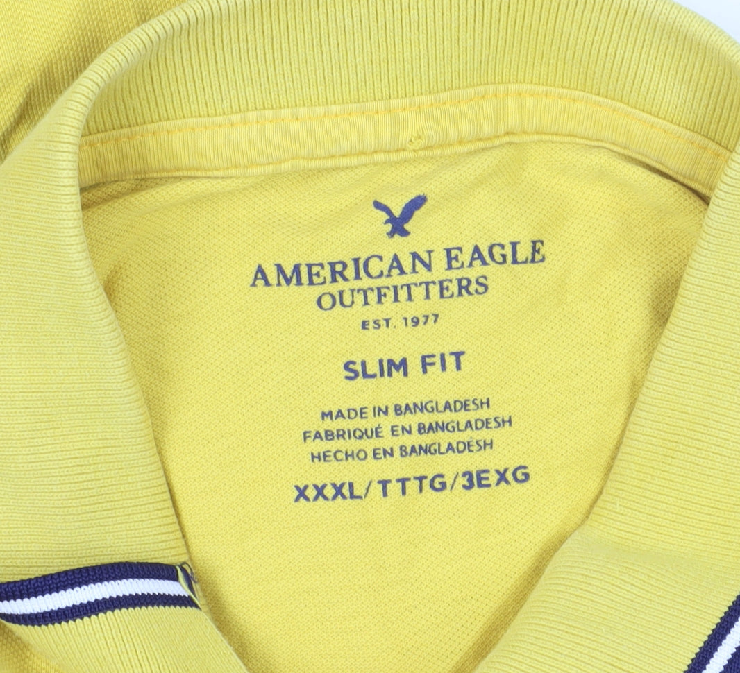 American Eagle Men's Yellow Slim Fit Polo, 3XL