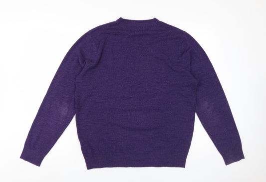 Debenhams Men's Purple V-Neck Pullover Jumper M