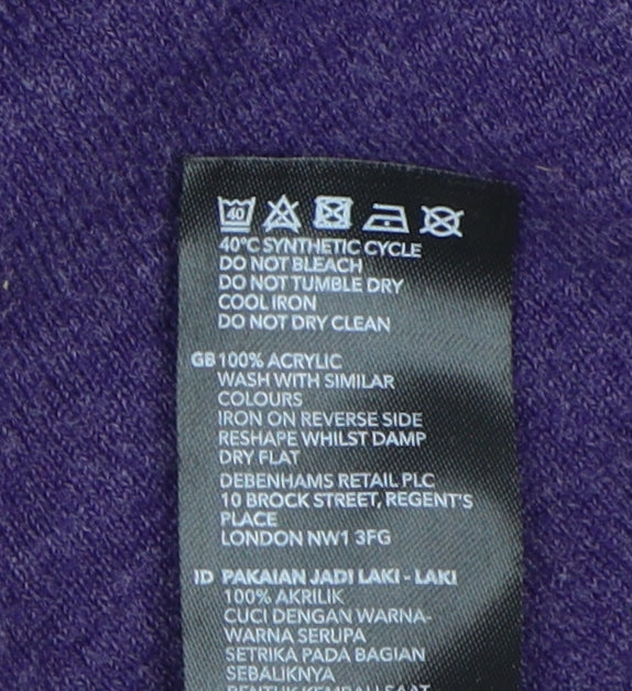 Debenhams Men's Purple V-Neck Pullover Jumper M