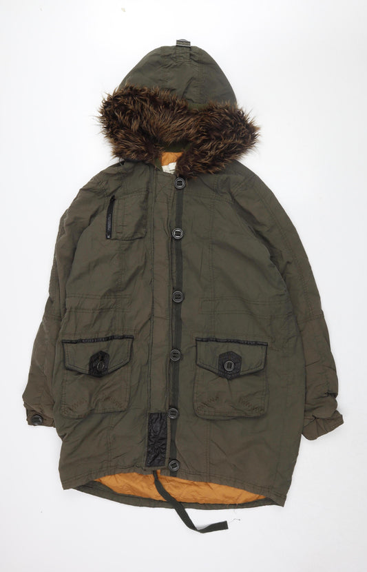Womens UK Size 8 River Island Green Parka Coat