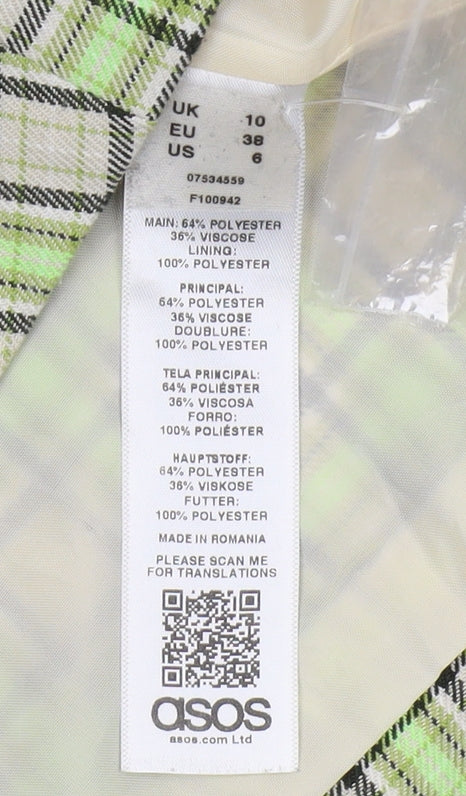 ASOS Women's Plaid Cropped Suit Jacket, Size 10, Multicoloured