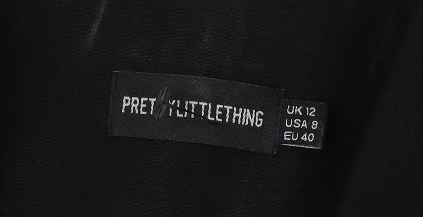 PrettyLittleThing Women's Black Double-Breasted Blazer Size 12