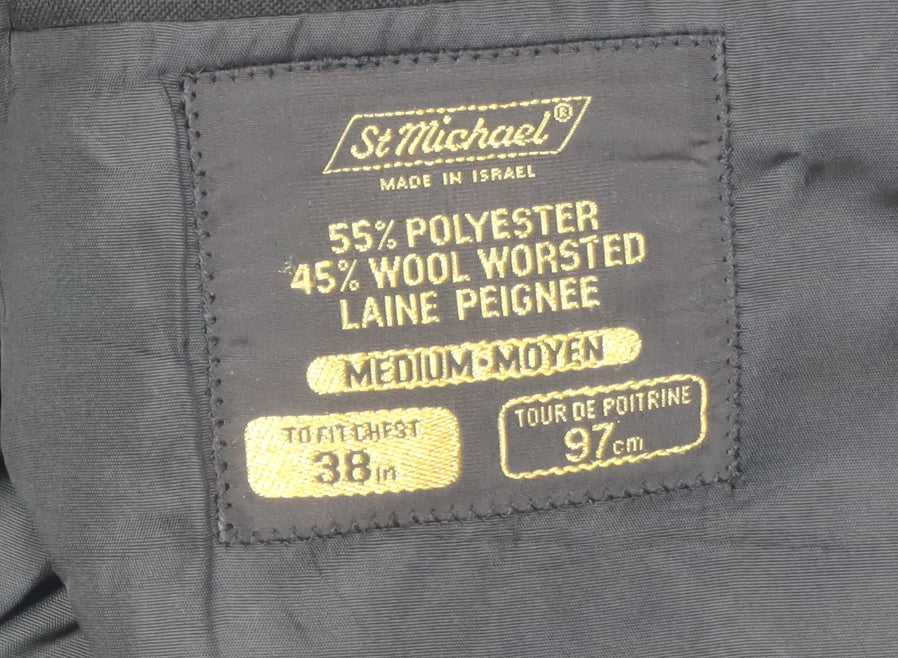 Mens UK Size 38 St Michael Regular Black Suit Tuxedo