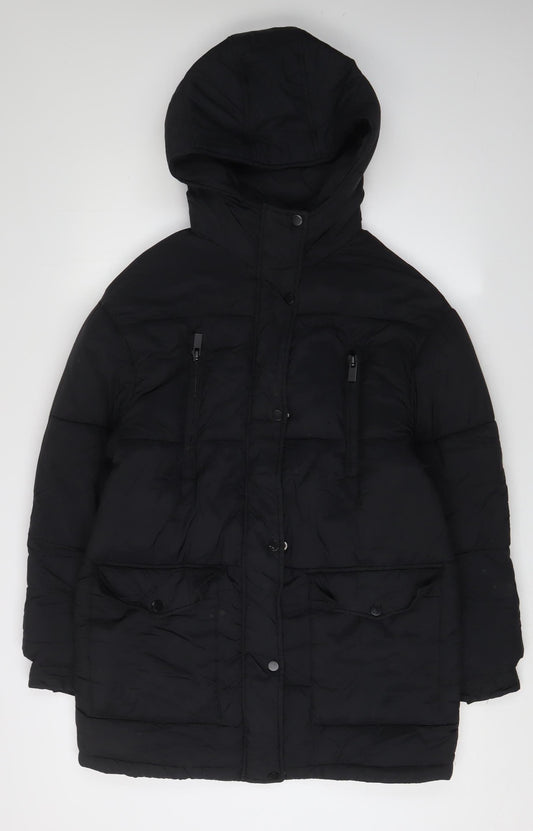 Womens UK Size 10 Topshop Black Puffer Jacket