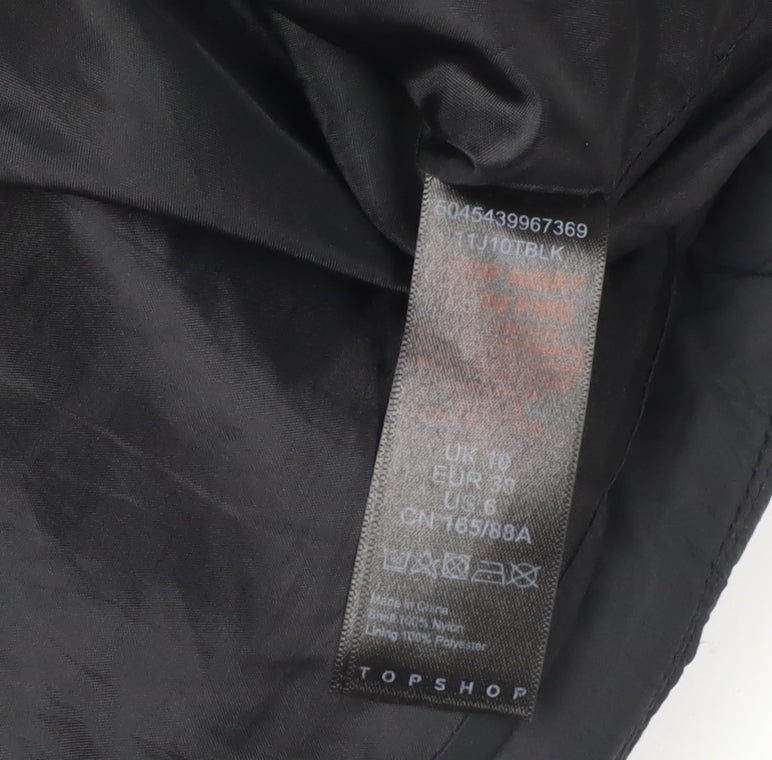 Womens UK Size 10 Topshop Black Puffer Jacket