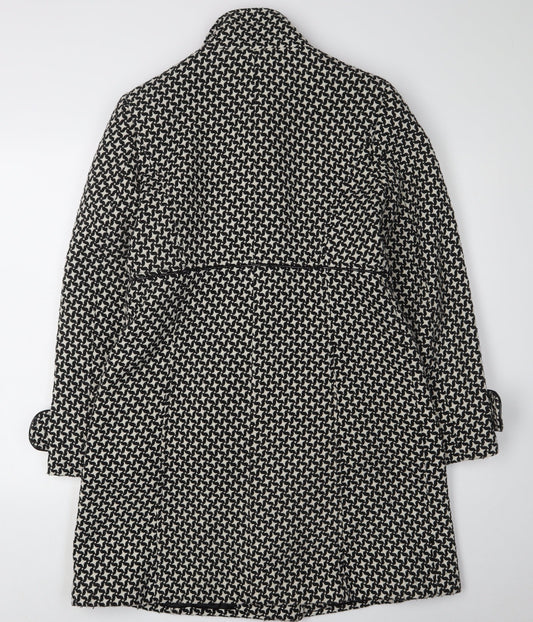 M&Co Women's Black & White Animal Print Mid-Length Coat, Size 12