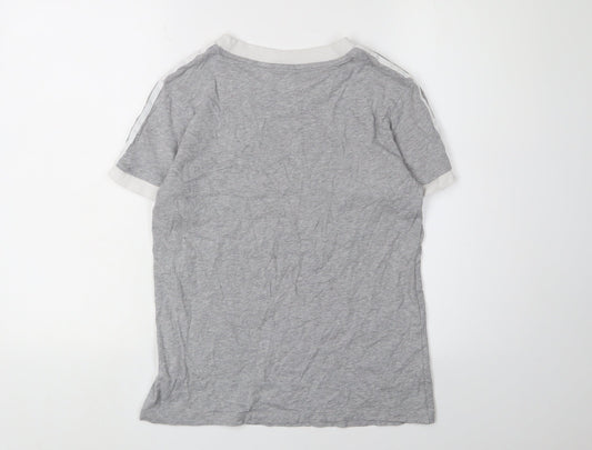 Adidas Grey Women's Ringer T-Shirt, Size 10