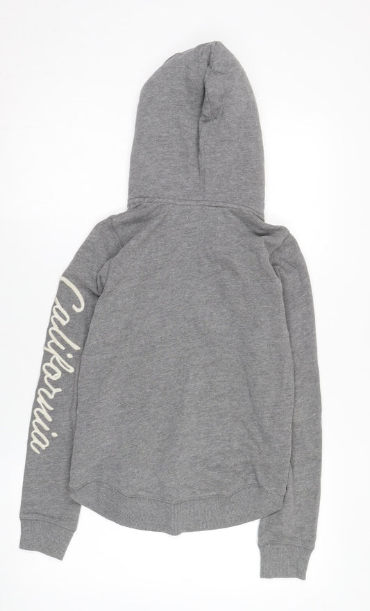 Hollister Women's Grey XS Hoodie with Logo and Pockets